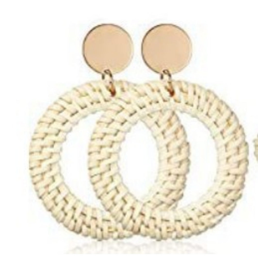 Wholesale Retro Geometric Beach Holiday Exaggerated Rattan Earrings